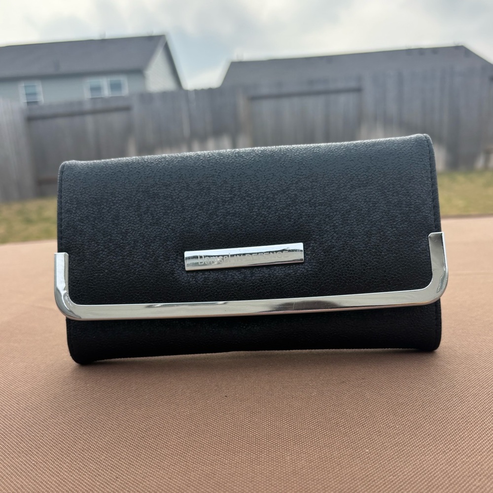 Black Sparkle RFID Wallet with Silver Accents